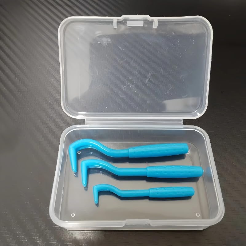 Generic 3 pieces blue tick remover tool kit in storage box