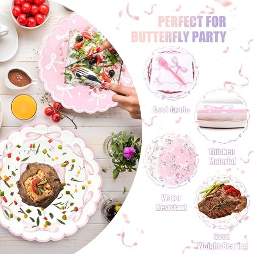 Coquette themed pink bow dinnerware arrangement