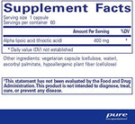 Pure Encapsulations Alpha Lipoic Acid supplement nutrition label