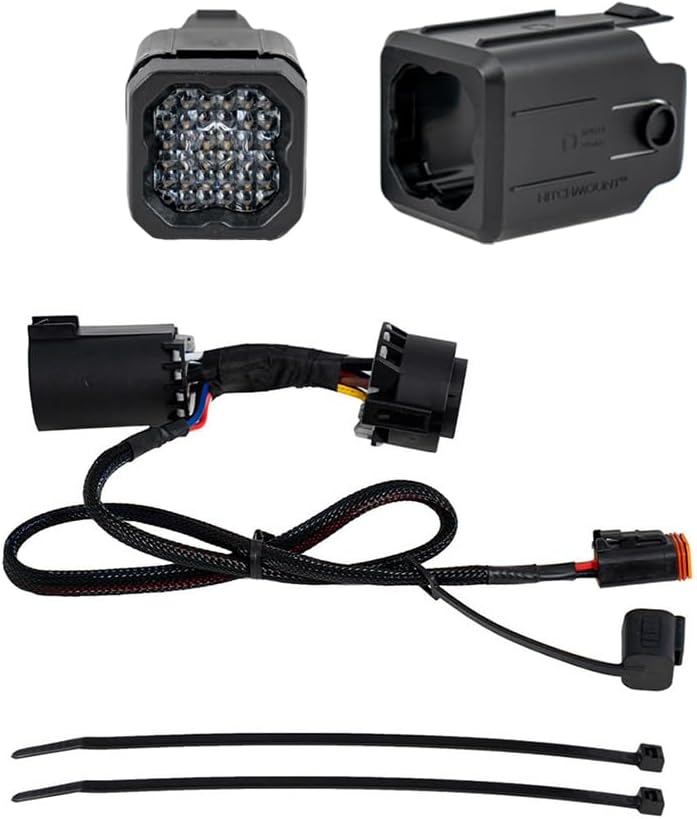 Diode Dynamics HitchMount Reverse Light Kit C1 front view showing the LED pod installed in a truck trailer hitch receiver.