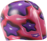 Arena swim cap star shaped plum colorway detail