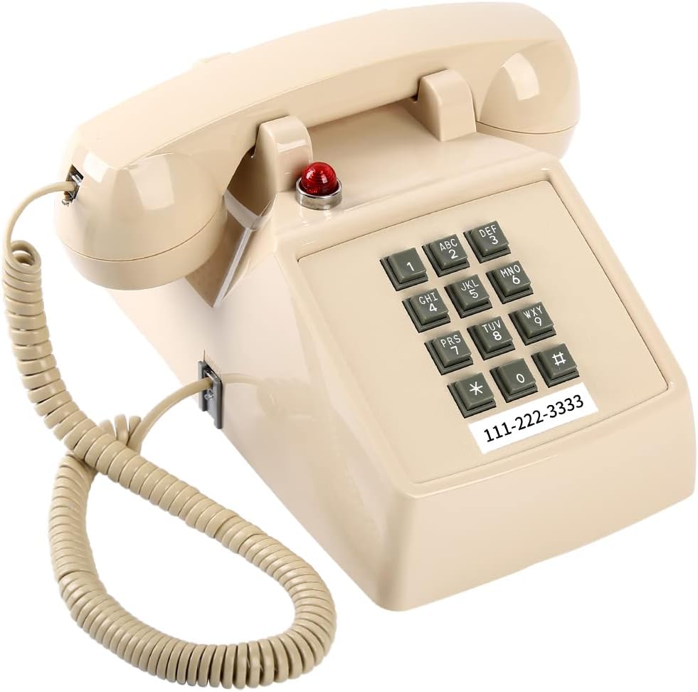 HTMengt retro landline phone front view showcasing keypad and beige body