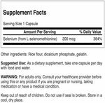 Swanson premium selenium mineral supplement capsule bottle showing supplement facts table.