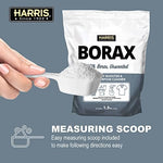 Back label of Harris Borax showing usage instructions and ingredients.