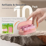 Innovihue high tension dental flossers inside a clear resealable pouch