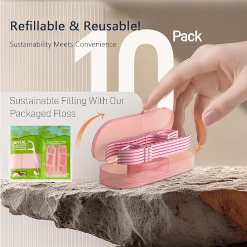 Innovihue high tension dental flossers inside a clear resealable pouch