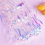 Close up view of the adhesive backing tape on the FECEDY metallic curtain