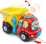 Close up of the three educational buttons on the side of the VTech truck