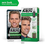 Just For Men Shampoo In Color Light Brown H Twenty Five package showing components