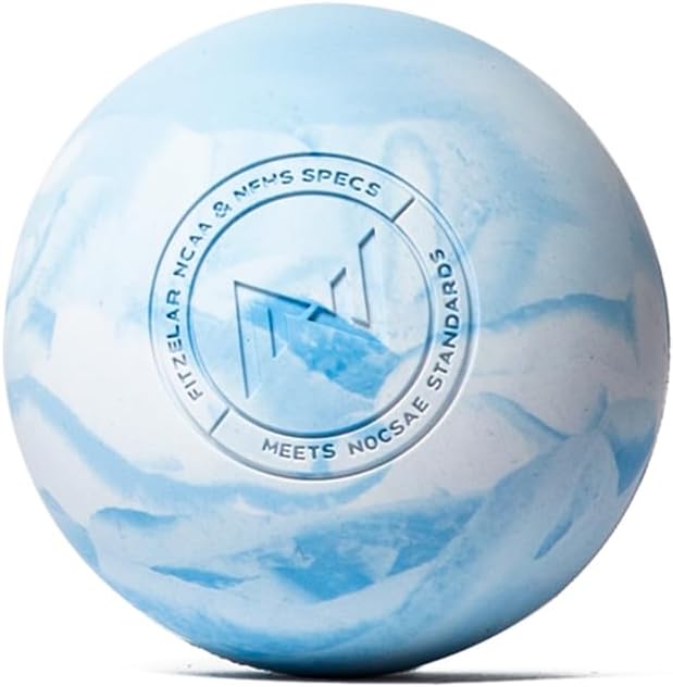 FITZELAR massage lacrosse ball front view showing blue and white marble pattern