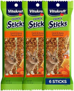 Vitakraft triple baked rabbit chew bars hanging in a cage with clip