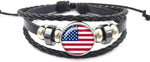 Nepomi USA American flag leather bracelet front view