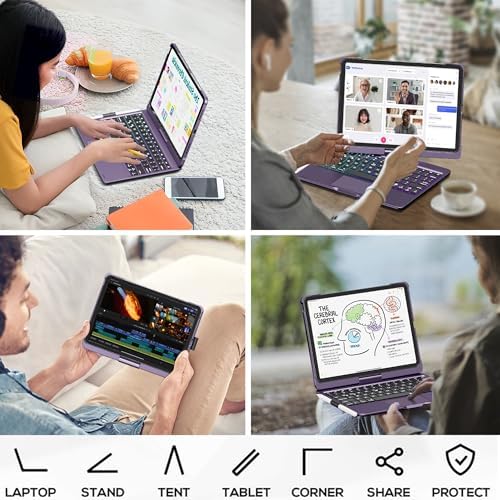 Edaiser metallic purple laptop style workstation case showing full three sixty degree rotation