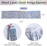 Step by step demonstration of mounting the silver foil backdrop using the included adhesive glue dots