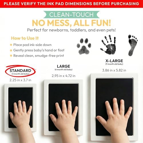 Close up of the non-toxic baby footprint stamp pad with an imprint card.