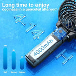 VersionTECH multi purpose battery operated fan attached safely to an outdoor sun umbrella structure for hands free personal cooling.