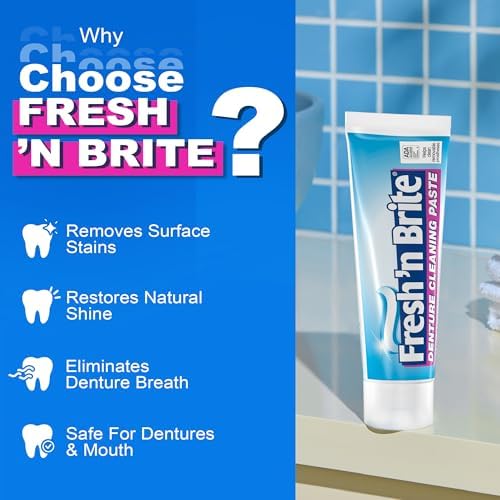 Fresh 'n Brite 3.8 ounce tube for removing coffee and tobacco stains from dentures.