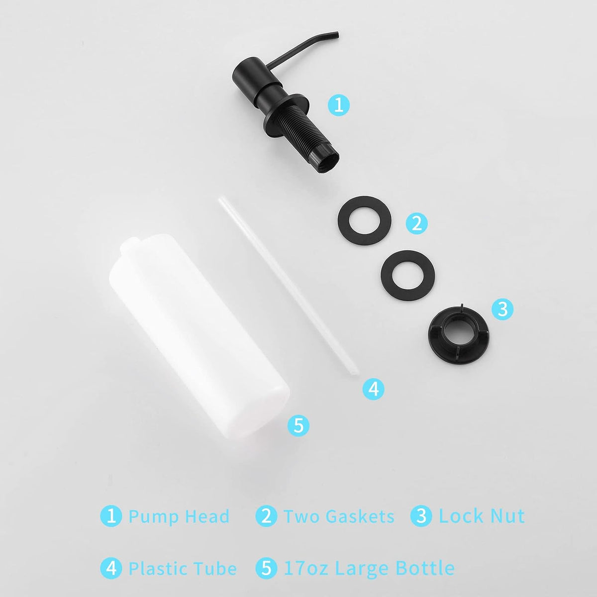 Fapully 17 fluid ounce soap dispenser packaging and components