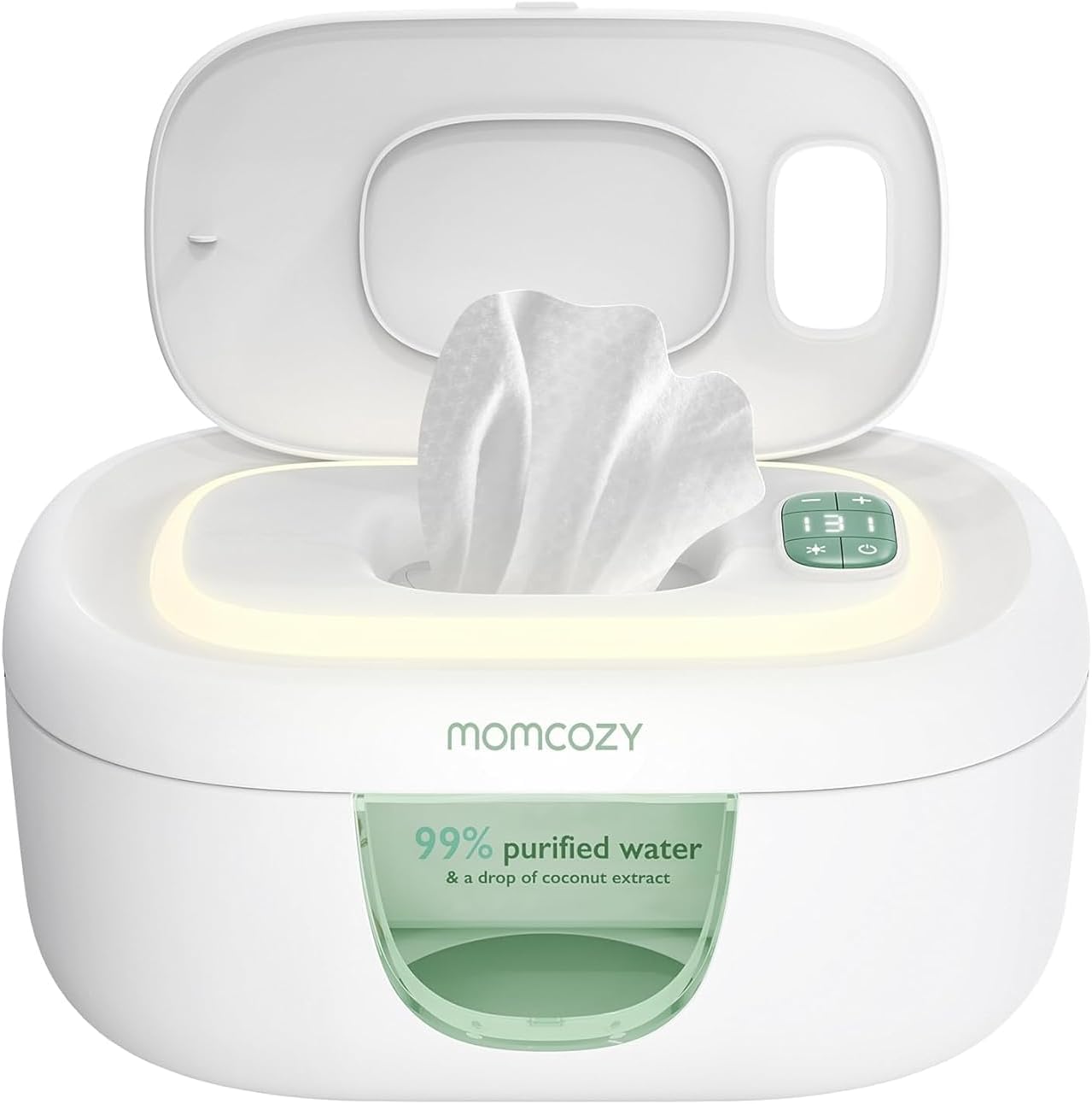 Momcozy baby wipe warmer with innovative spring design front view