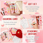 Double sided Valentines Day coloring cards with bear and heart outline illustrations