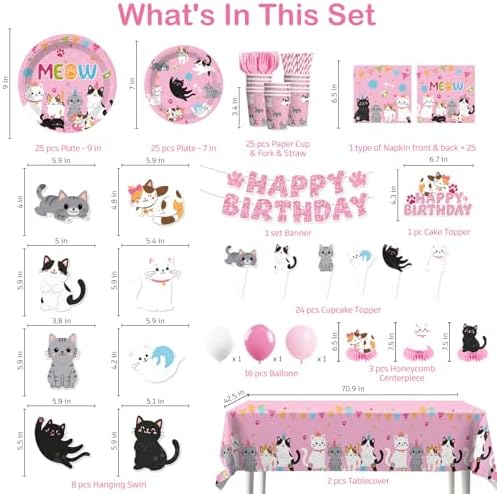 Yingoto cat birthday waterproof tablecloths and banner