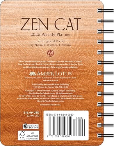 Zen Cat 2026 Weekly Planner Calendar - Image 3