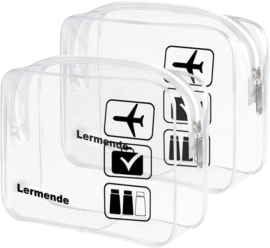 Lermende Clear Toiletry Bag TSA Approved Quart Size Travel Carry On - 2Pcs - Image 1