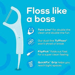 Plackers Twin Line flosser showing the integrated fold out FlipPick tool