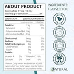 Zatural 100 percent pure premium flaxseed oil nutritional facts label view