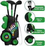 Toddler using the Liberry golf set with shoulder strap