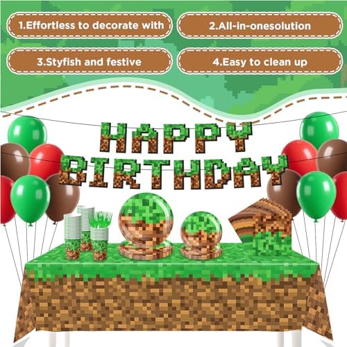 Gamer birthday party decoration kit contents