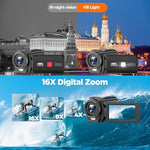 Firefoto vlogging camcorder showing 3 inch touchscreen interface