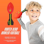 Aerodynamic finned tail view of Nerf Vortex whistling sports ball