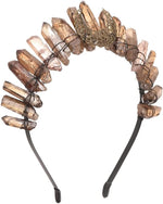 Bubbmi Boho Crystal Crown Headband, Natural Quartz Rhinestone Tiara Headpiece for Women Girls Wedding Parties Photography - Image 9