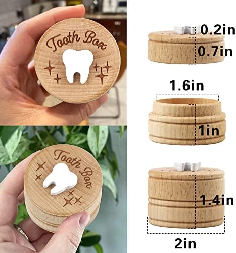 Authentic wooden milk tooth container for boys and girls