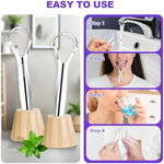 Close up view of the ergonomic handle on the RONAVO oral care tool