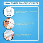 U shaped stainless steel tongue scraper removing white coating from tongue