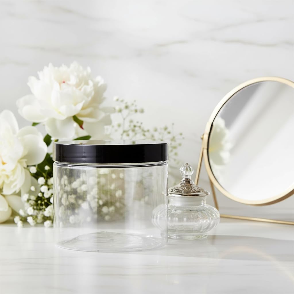 Juvitus clear jar filled with homemade body scrub