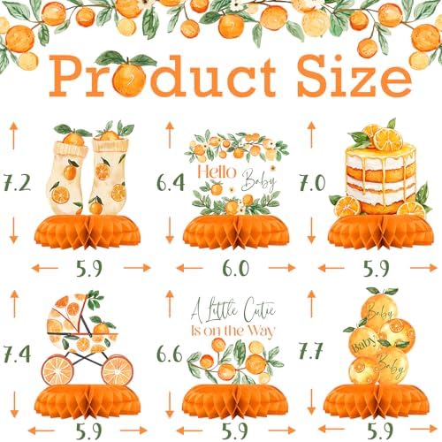 Distinctivs 12-piece citrus theme honeycomb tabletop decor items unfolded on a white background