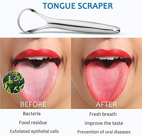 Two medical grade stainless steel tongue scrapers next to their individual protective travel cases