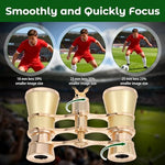 Top-down look at the twenty-five millimeter multi-coated objective lenses of the Iplusmile opera glasses.