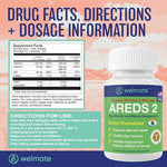 Welmate AREDS 2 eye health supplement bottle back label