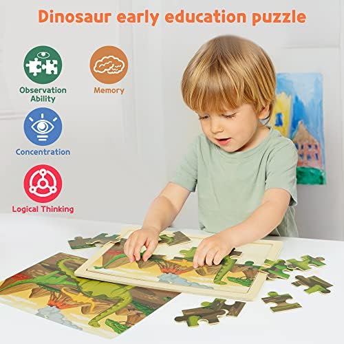Back view of the SYNARRY dinosaur puzzle gift box showcasing product safety certifications