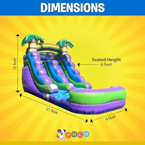 Children playing on Pogo Bounce House backyard water slide