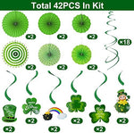 Three sizes of green patterned holiday paper fans for indoor home ceiling decoration