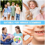 Detailed view of plastic tooth container necklace cord