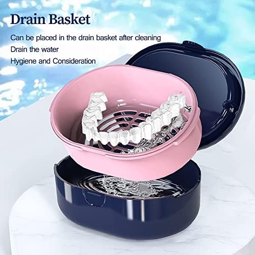 Dentures Case, Denture Bath Case Cup Box Double Layer Dry and Wet Separation Portable False Teeth Container, Denture Cup with Lid for Cleaning Household Office Travel(Blue) - Image 7