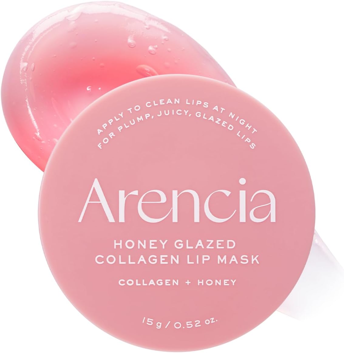 Arencia Honey Glazed Collagen Lip Mask front view pink jar