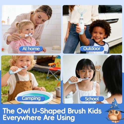 Hikid 360-degree sonic vibration toothbrush showing full mouth cleaning bristles