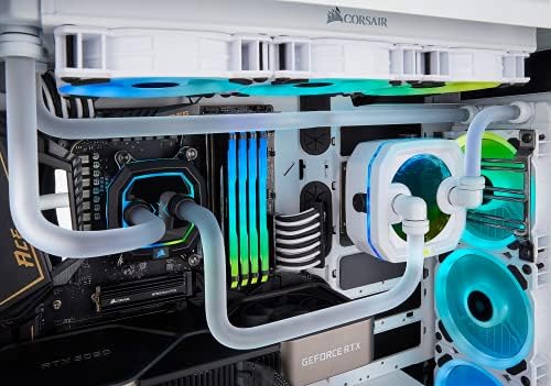 Side view of Corsair Hydro X clear computer water cooling system fluid bottle